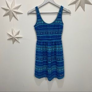 hollister blue patterned flared skater dress